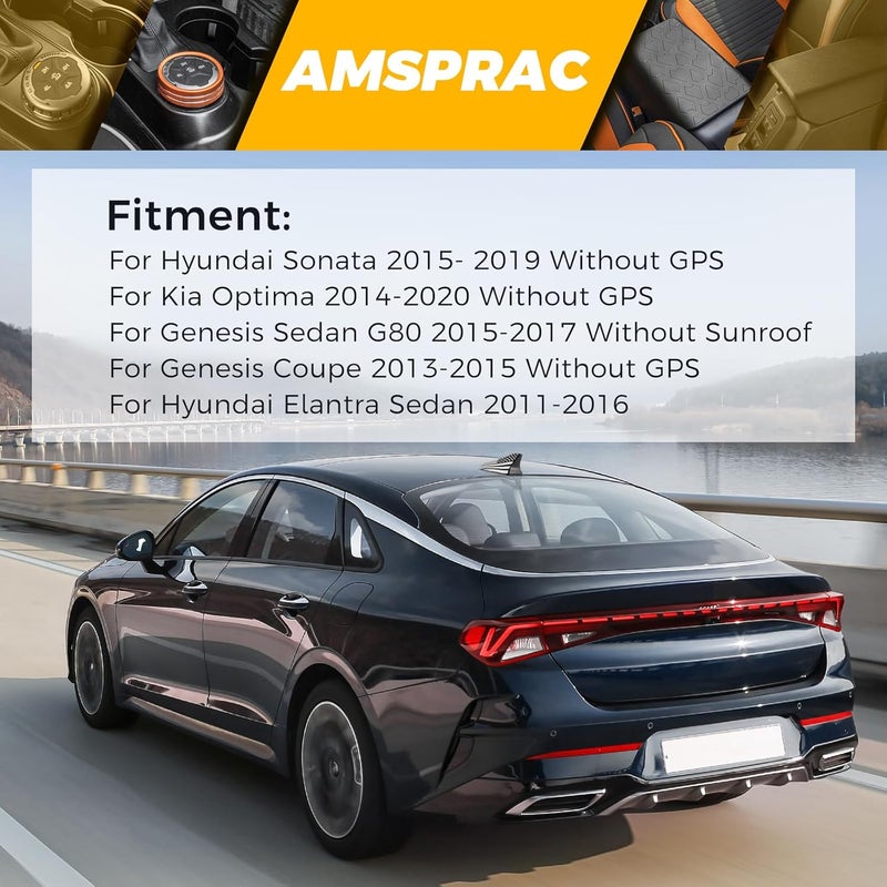 AMSPRAC Shark Fin Antenna Cover,Antenna Base fit for Kia Optima 2014-2020,Hyundai Sonata 2015-2019,Genesis Sedan G80 2015-2017,Genesis Coupe 2013-2015,Hyundai Elantra Sedan 2011-2016,Black Base - Image 2
